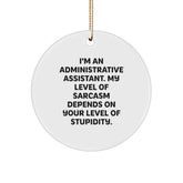 Funny Administrative Assistant Gifts from Friends - Circle Ornament for Coworkers, Christmas Unique Presents for Her - Image 1
